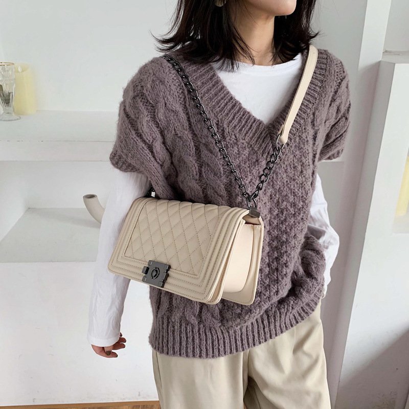 New Style Messenger Bag, Shoulder Bag, Women'S New Style Pu Embroidered Thread Small Square Bag - Image 5